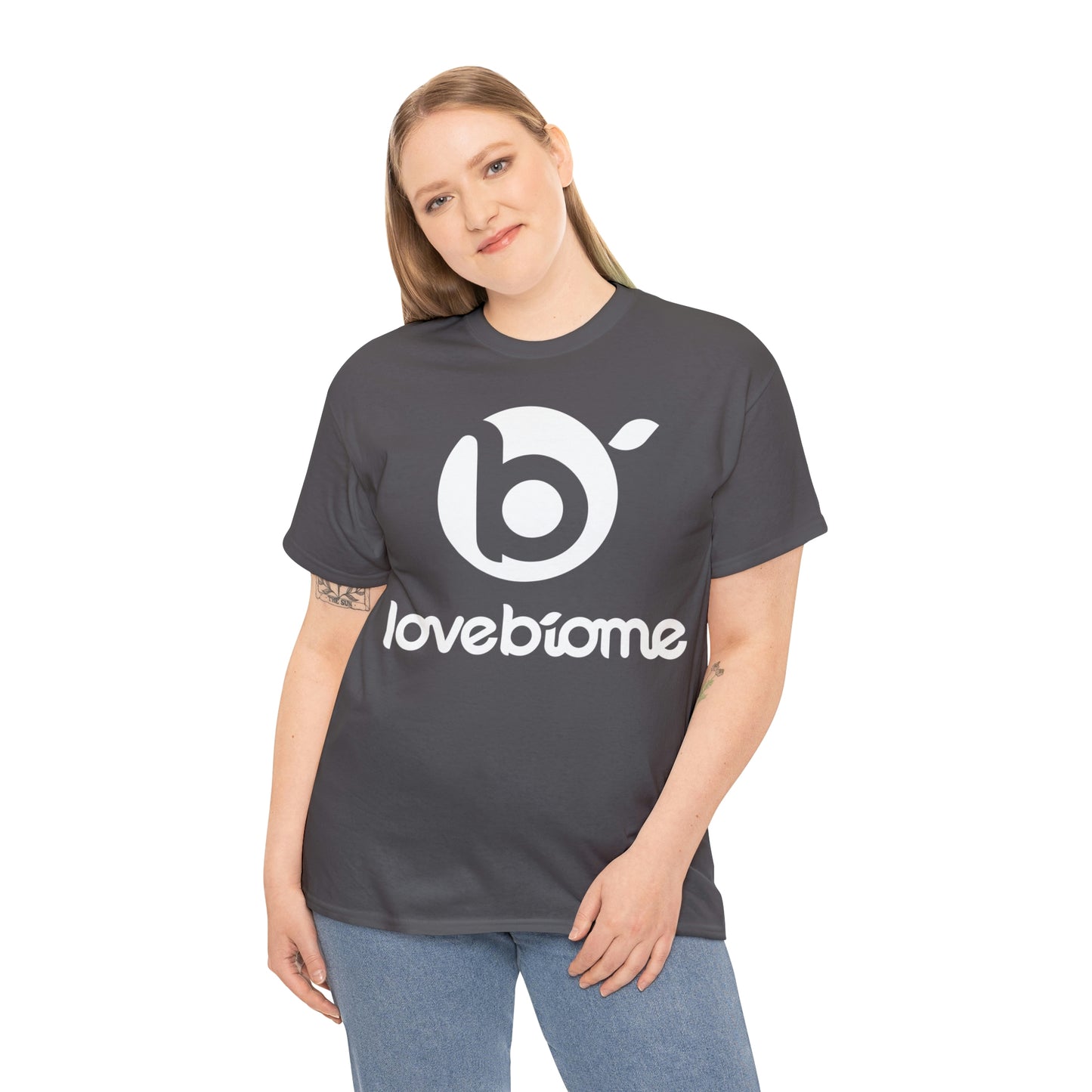 Stacked LoveBiome Logo Unisex Heavy Cotton Tee- Extended Sizes