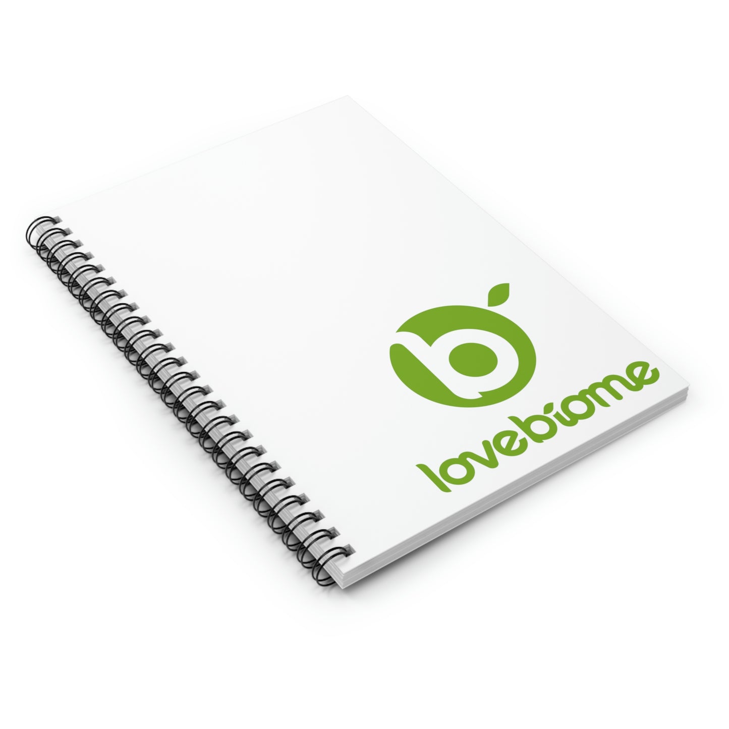 Green Stacked LoveBiome Logo Spiral Notebook - Ruled Line