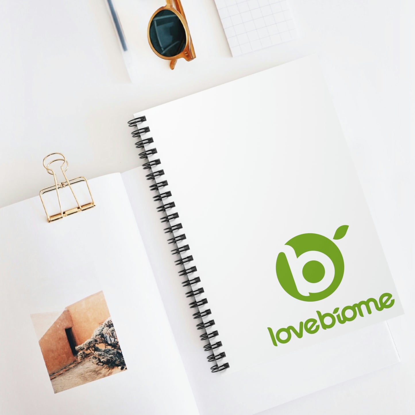 Green Stacked LoveBiome Logo Spiral Notebook - Ruled Line