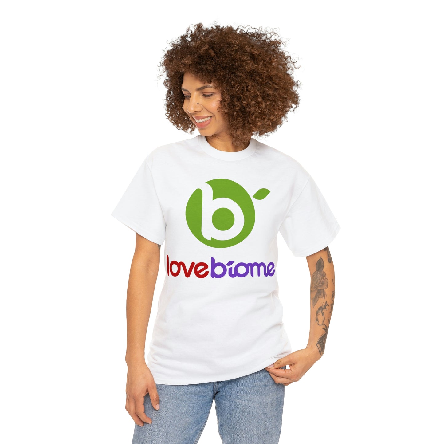 Stacked LoveBiome Logo Unisex Heavy Cotton Tee- Extended Sizes