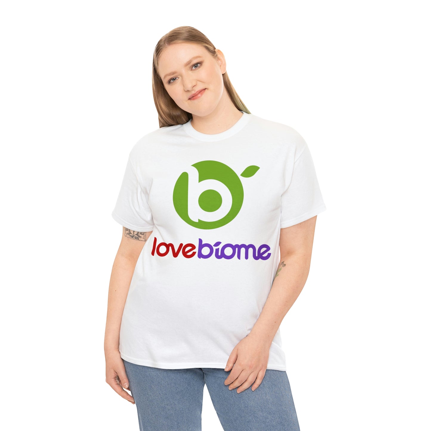 Stacked LoveBiome Logo Unisex Heavy Cotton Tee- Extended Sizes