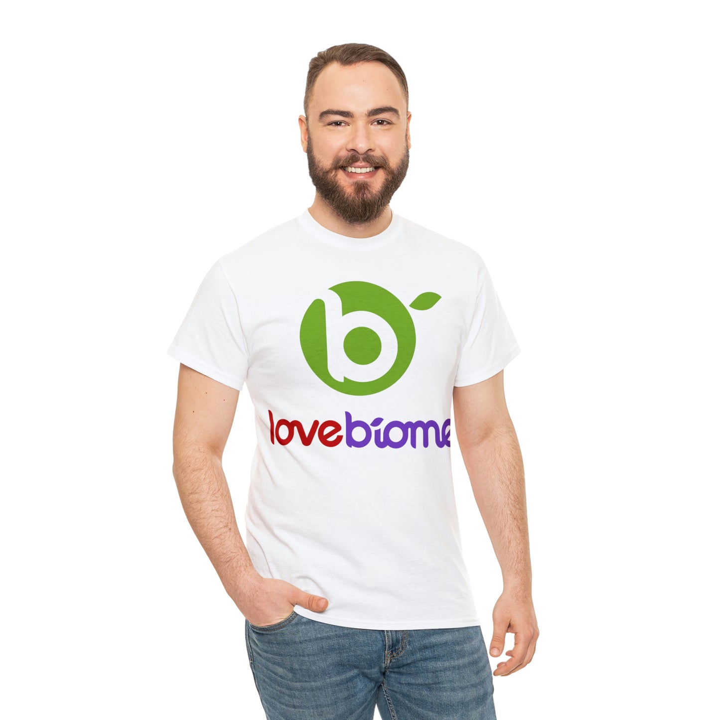 Stacked LoveBiome Logo Unisex Heavy Cotton Tee- Extended Sizes