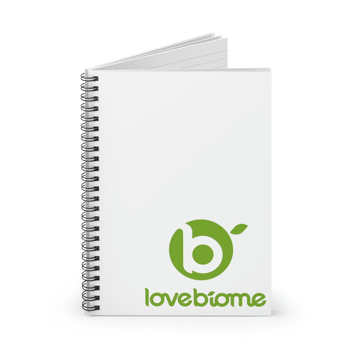 Green Stacked LoveBiome Logo Spiral Notebook - Ruled Line